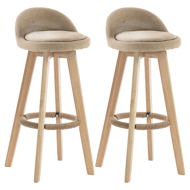 Modern Rotatable Backrest Counter Stool Wood Cafe Bar Stool with Pedal and Cushion Khaki 2 Piece Set Clearhalo 'Bar Furniture' 'Bar Stools' 'bar_stools' 'furn' 'furn_bar_stools' 'furniture_bar_stools' 'Kitchen & Dining Furniture' 'kitchen&dining_furn' 'kitchen' 'kitchen_furn' Furniture' 4463069