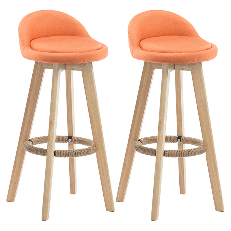 Modern Rotatable Backrest Counter Stool Wood Cafe Bar Stool with Pedal and Cushion Orange 2 Piece Set Clearhalo 'Bar Furniture' 'Bar Stools' 'bar_stools' 'furn' 'furn_bar_stools' 'furniture_bar_stools' 'Kitchen & Dining Furniture' 'kitchen&dining_furn' 'kitchen' 'kitchen_furn' Furniture' 4463070
