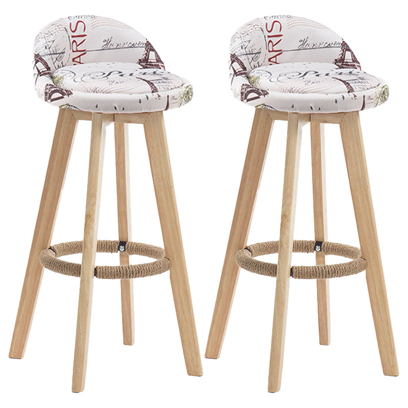 Modern Rotatable Backrest Counter Stool Wood Cafe Bar Stool with Pedal and Cushion White-Gray 2 Piece Set Clearhalo 'Bar Furniture' 'Bar Stools' 'bar_stools' 'furn' 'furn_bar_stools' 'furniture_bar_stools' 'Kitchen & Dining Furniture' 'kitchen&dining_furn' 'kitchen' 'kitchen_furn' Furniture' 4463072