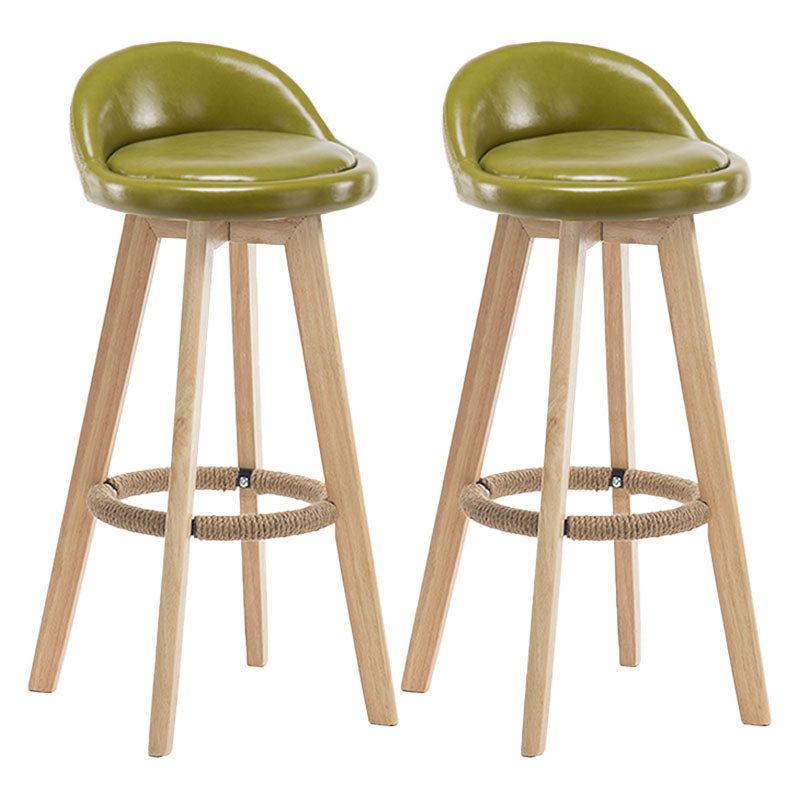 Modern Rotatable Backrest Counter Stool Wood Cafe Bar Stool with Pedal and Cushion Dark Army Green 2 Piece Set Clearhalo 'Bar Furniture' 'Bar Stools' 'bar_stools' 'furn' 'furn_bar_stools' 'furniture_bar_stools' 'Kitchen & Dining Furniture' 'kitchen&dining_furn' 'kitchen' 'kitchen_furn' Furniture' 4463074