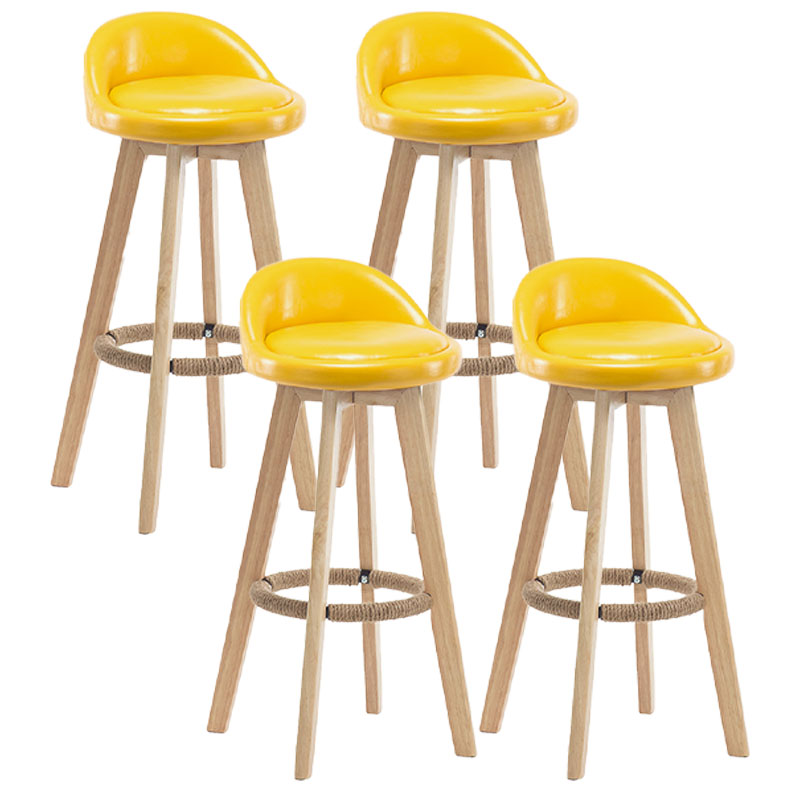 Modern Rotatable Backrest Counter Stool Wood Cafe Bar Stool with Pedal and Cushion Yellow 4 Piece Set Clearhalo 'Bar Furniture' 'Bar Stools' 'bar_stools' 'furn' 'furn_bar_stools' 'furniture_bar_stools' 'Kitchen & Dining Furniture' 'kitchen&dining_furn' 'kitchen' 'kitchen_furn' Furniture' 4463076