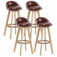 Modern Rotatable Backrest Counter Stool Wood Cafe Bar Stool with Pedal and Cushion Brown 4 Piece Set Clearhalo 'Bar Furniture' 'Bar Stools' 'bar_stools' 'furn' 'furn_bar_stools' 'furniture_bar_stools' 'Kitchen & Dining Furniture' 'kitchen&dining_furn' 'kitchen' 'kitchen_furn' Furniture' 4463077