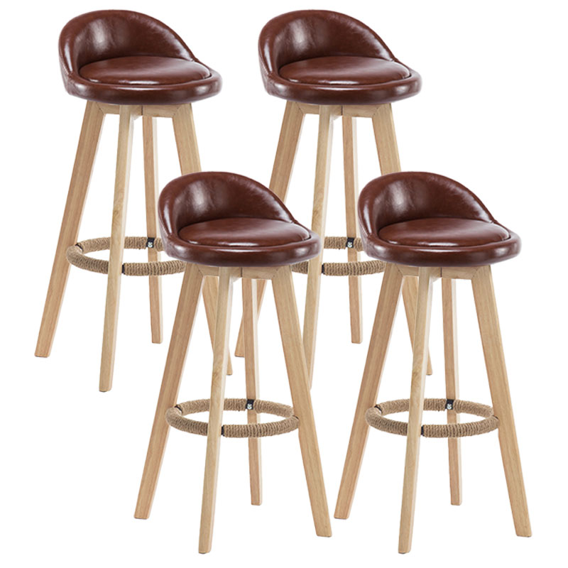 Modern Rotatable Backrest Counter Stool Wood Cafe Bar Stool with Pedal and Cushion Brown 4 Piece Set Clearhalo 'Bar Furniture' 'Bar Stools' 'bar_stools' 'furn' 'furn_bar_stools' 'furniture_bar_stools' 'Kitchen & Dining Furniture' 'kitchen&dining_furn' 'kitchen' 'kitchen_furn' Furniture' 4463077