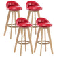 Modern Rotatable Backrest Counter Stool Wood Cafe Bar Stool with Pedal and Cushion Red 4 Piece Set Clearhalo 'Bar Furniture' 'Bar Stools' 'bar_stools' 'furn' 'furn_bar_stools' 'furniture_bar_stools' 'Kitchen & Dining Furniture' 'kitchen&dining_furn' 'kitchen' 'kitchen_furn' Furniture' 4463078