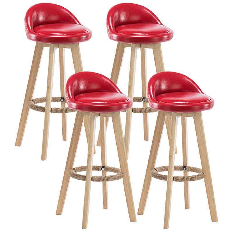 Modern Rotatable Backrest Counter Stool Wood Cafe Bar Stool with Pedal and Cushion Red 4 Piece Set Clearhalo 'Bar Furniture' 'Bar Stools' 'bar_stools' 'furn' 'furn_bar_stools' 'furniture_bar_stools' 'Kitchen & Dining Furniture' 'kitchen&dining_furn' 'kitchen' 'kitchen_furn' Furniture' 4463078