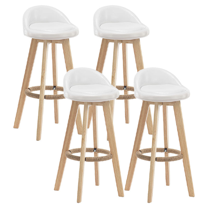 Modern Rotatable Backrest Counter Stool Wood Cafe Bar Stool with Pedal and Cushion White 4 Piece Set Clearhalo 'Bar Furniture' 'Bar Stools' 'bar_stools' 'furn' 'furn_bar_stools' 'furniture_bar_stools' 'Kitchen & Dining Furniture' 'kitchen&dining_furn' 'kitchen' 'kitchen_furn' Furniture' 4463079