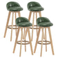 Modern Rotatable Backrest Counter Stool Wood Cafe Bar Stool with Pedal and Cushion Blackish Green 4 Piece Set Clearhalo 'Bar Furniture' 'Bar Stools' 'bar_stools' 'furn' 'furn_bar_stools' 'furniture_bar_stools' 'Kitchen & Dining Furniture' 'kitchen&dining_furn' 'kitchen' 'kitchen_furn' Furniture' 4463080