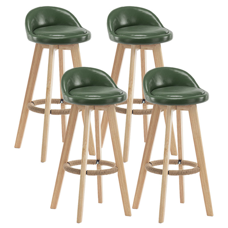 Modern Rotatable Backrest Counter Stool Wood Cafe Bar Stool with Pedal and Cushion Blackish Green 4 Piece Set Clearhalo 'Bar Furniture' 'Bar Stools' 'bar_stools' 'furn' 'furn_bar_stools' 'furniture_bar_stools' 'Kitchen & Dining Furniture' 'kitchen&dining_furn' 'kitchen' 'kitchen_furn' Furniture' 4463080