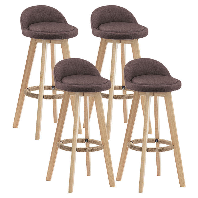 Modern Rotatable Backrest Counter Stool Wood Cafe Bar Stool with Pedal and Cushion Coffee 4 Piece Set Clearhalo 'Bar Furniture' 'Bar Stools' 'bar_stools' 'furn' 'furn_bar_stools' 'furniture_bar_stools' 'Kitchen & Dining Furniture' 'kitchen&dining_furn' 'kitchen' 'kitchen_furn' Furniture' 4463081