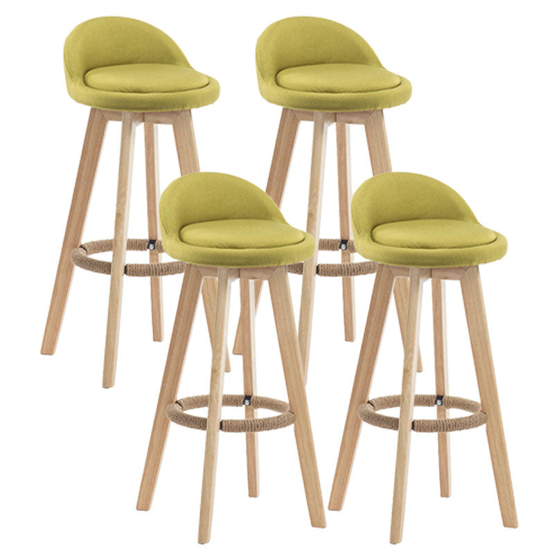 Modern Rotatable Backrest Counter Stool Wood Cafe Bar Stool with Pedal and Cushion Green 4 Piece Set Clearhalo 'Bar Furniture' 'Bar Stools' 'bar_stools' 'furn' 'furn_bar_stools' 'furniture_bar_stools' 'Kitchen & Dining Furniture' 'kitchen&dining_furn' 'kitchen' 'kitchen_furn' Furniture' 4463083