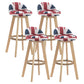 Modern Rotatable Backrest Counter Stool Wood Cafe Bar Stool with Pedal and Cushion Red-Blue 4 Piece Set Clearhalo 'Bar Furniture' 'Bar Stools' 'bar_stools' 'furn' 'furn_bar_stools' 'furniture_bar_stools' 'Kitchen & Dining Furniture' 'kitchen&dining_furn' 'kitchen' 'kitchen_furn' Furniture' 4463084