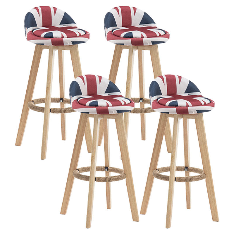 Modern Rotatable Backrest Counter Stool Wood Cafe Bar Stool with Pedal and Cushion Red-Blue 4 Piece Set Clearhalo 'Bar Furniture' 'Bar Stools' 'bar_stools' 'furn' 'furn_bar_stools' 'furniture_bar_stools' 'Kitchen & Dining Furniture' 'kitchen&dining_furn' 'kitchen' 'kitchen_furn' Furniture' 4463084