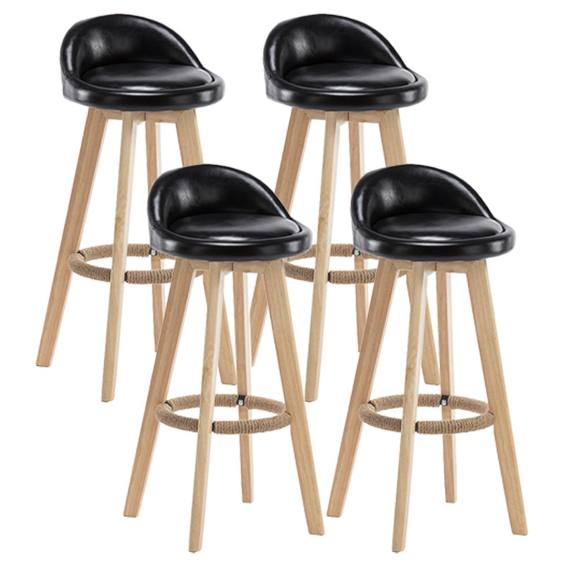Modern Rotatable Backrest Counter Stool Wood Cafe Bar Stool with Pedal and Cushion Black 4 Piece Set Clearhalo 'Bar Furniture' 'Bar Stools' 'bar_stools' 'furn' 'furn_bar_stools' 'furniture_bar_stools' 'Kitchen & Dining Furniture' 'kitchen&dining_furn' 'kitchen' 'kitchen_furn' Furniture' 4463085