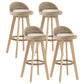 Modern Rotatable Backrest Counter Stool Wood Cafe Bar Stool with Pedal and Cushion Khaki 4 Piece Set Clearhalo 'Bar Furniture' 'Bar Stools' 'bar_stools' 'furn' 'furn_bar_stools' 'furniture_bar_stools' 'Kitchen & Dining Furniture' 'kitchen&dining_furn' 'kitchen' 'kitchen_furn' Furniture' 4463086