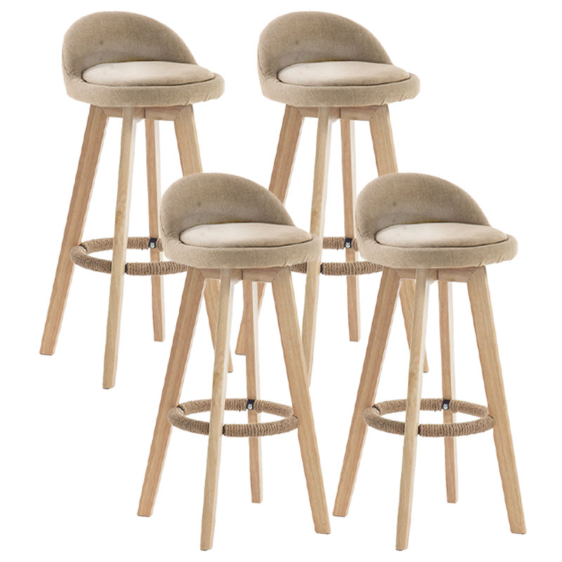 Modern Rotatable Backrest Counter Stool Wood Cafe Bar Stool with Pedal and Cushion Khaki 4 Piece Set Clearhalo 'Bar Furniture' 'Bar Stools' 'bar_stools' 'furn' 'furn_bar_stools' 'furniture_bar_stools' 'Kitchen & Dining Furniture' 'kitchen&dining_furn' 'kitchen' 'kitchen_furn' Furniture' 4463086