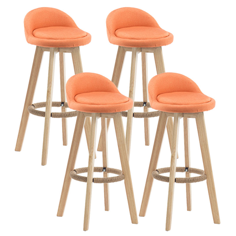 Modern Rotatable Backrest Counter Stool Wood Cafe Bar Stool with Pedal and Cushion Orange 4 Piece Set Clearhalo 'Bar Furniture' 'Bar Stools' 'bar_stools' 'furn' 'furn_bar_stools' 'furniture_bar_stools' 'Kitchen & Dining Furniture' 'kitchen&dining_furn' 'kitchen' 'kitchen_furn' Furniture' 4463087