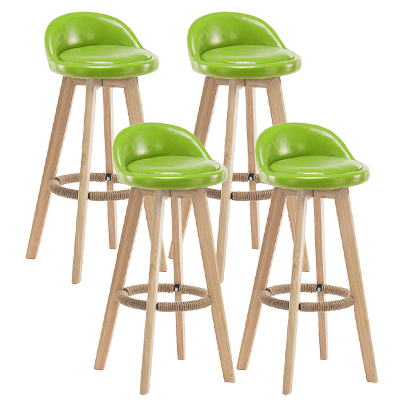 Modern Rotatable Backrest Counter Stool Wood Cafe Bar Stool with Pedal and Cushion Light Green 4 Piece Set Clearhalo 'Bar Furniture' 'Bar Stools' 'bar_stools' 'furn' 'furn_bar_stools' 'furniture_bar_stools' 'Kitchen & Dining Furniture' 'kitchen&dining_furn' 'kitchen' 'kitchen_furn' Furniture' 4463088