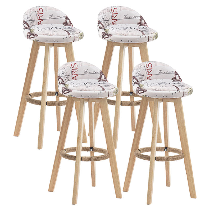 Modern Rotatable Backrest Counter Stool Wood Cafe Bar Stool with Pedal and Cushion White-Gray 4 Piece Set Clearhalo 'Bar Furniture' 'Bar Stools' 'bar_stools' 'furn' 'furn_bar_stools' 'furniture_bar_stools' 'Kitchen & Dining Furniture' 'kitchen&dining_furn' 'kitchen' 'kitchen_furn' Furniture' 4463089