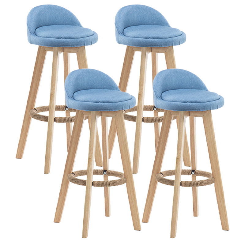 Modern Rotatable Backrest Counter Stool Wood Cafe Bar Stool with Pedal and Cushion Light Blue 4 Piece Set Clearhalo 'Bar Furniture' 'Bar Stools' 'bar_stools' 'furn' 'furn_bar_stools' 'furniture_bar_stools' 'Kitchen & Dining Furniture' 'kitchen&dining_furn' 'kitchen' 'kitchen_furn' Furniture' 4463090