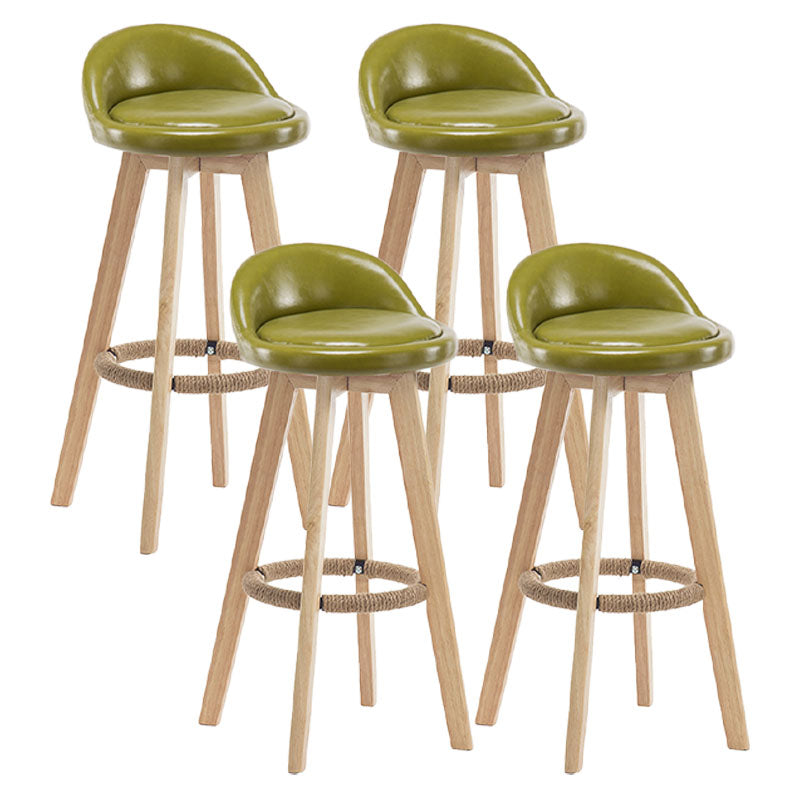 Modern Rotatable Backrest Counter Stool Wood Cafe Bar Stool with Pedal and Cushion Dark Army Green 4 Piece Set Clearhalo 'Bar Furniture' 'Bar Stools' 'bar_stools' 'furn' 'furn_bar_stools' 'furniture_bar_stools' 'Kitchen & Dining Furniture' 'kitchen&dining_furn' 'kitchen' 'kitchen_furn' Furniture' 4463091