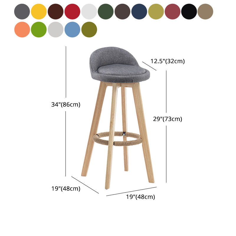 Modern Rotatable Backrest Counter Stool Wood Cafe Bar Stool with Pedal and Cushion Clearhalo 'Bar Furniture' 'Bar Stools' 'bar_stools' 'furn' 'furn_bar_stools' 'furniture_bar_stools' 'Kitchen & Dining Furniture' 'kitchen&dining_furn' 'kitchen' 'kitchen_furn' Furniture' 4463092