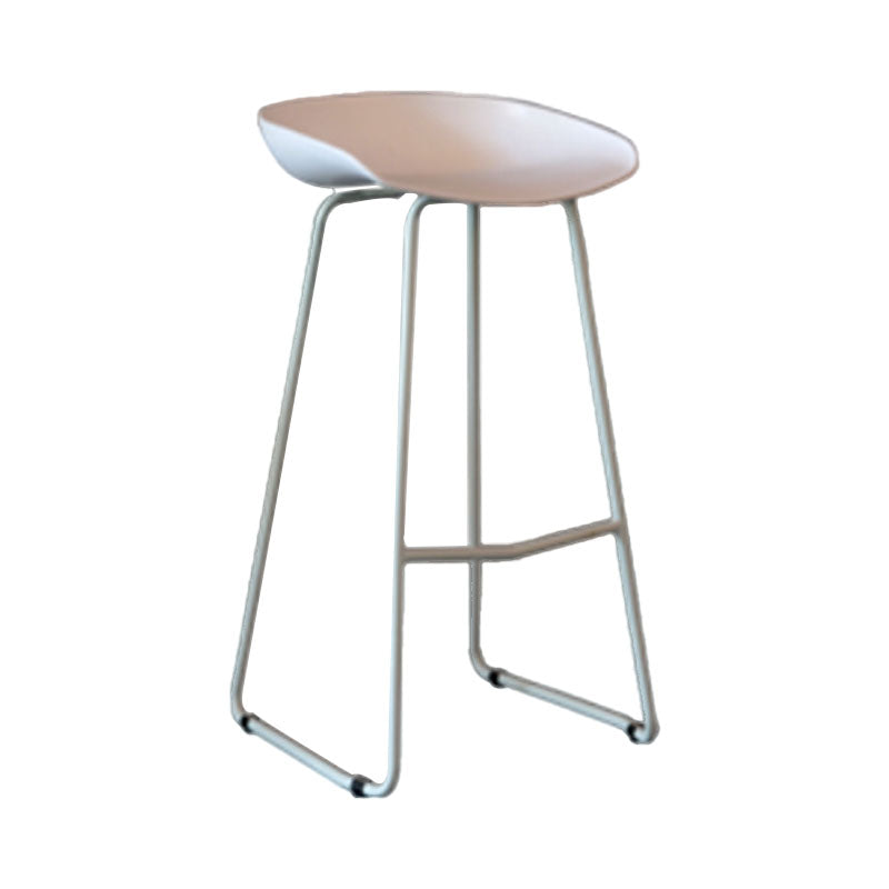 Modern Armless Backrest Counter Stool Iron Milk Tea Shop Bar Stool with Plastic Seat White 1 Piece Clearhalo 'Bar Furniture' 'Bar Stools' 'bar_stools' 'furn' 'furn_bar_stools' 'furniture_bar_stools' 'Kitchen & Dining Furniture' 'kitchen&dining_furn' 'kitchen' 'kitchen_furn' Furniture' 4463096