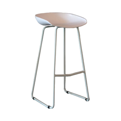 Modern Armless Backrest Counter Stool Iron Milk Tea Shop Bar Stool with Plastic Seat White 1 Piece Clearhalo 'Bar Furniture' 'Bar Stools' 'bar_stools' 'furn' 'furn_bar_stools' 'furniture_bar_stools' 'Kitchen & Dining Furniture' 'kitchen&dining_furn' 'kitchen' 'kitchen_furn' Furniture' 4463096