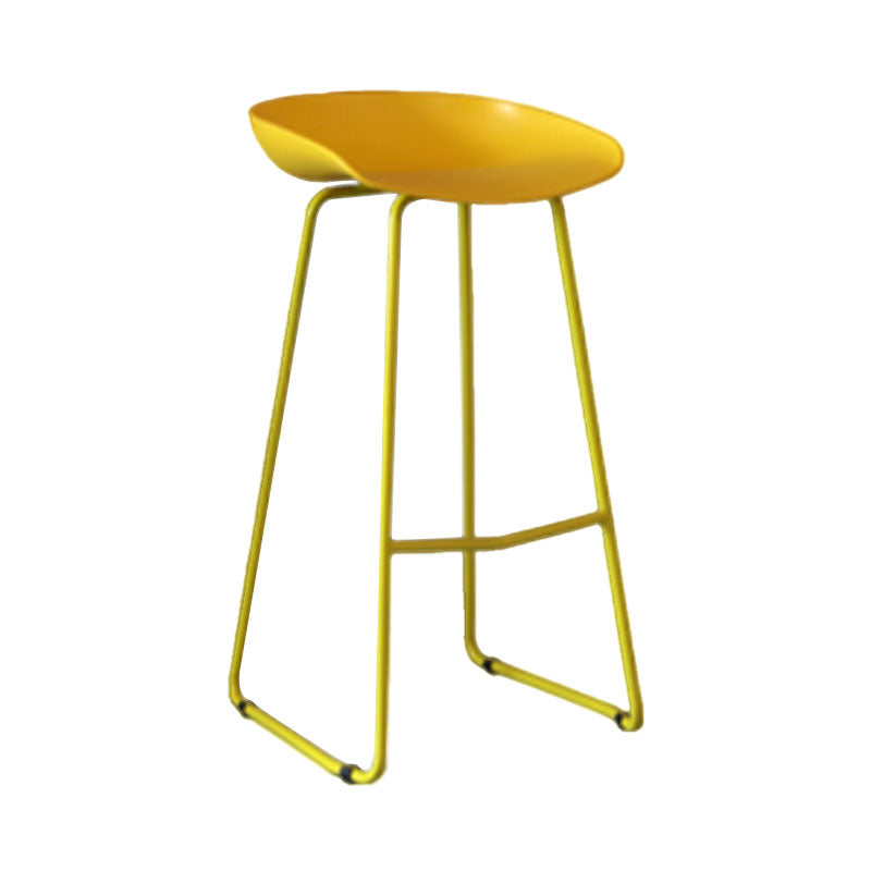 Modern Armless Backrest Counter Stool Iron Milk Tea Shop Bar Stool with Plastic Seat Yellow 1 Piece Clearhalo 'Bar Furniture' 'Bar Stools' 'bar_stools' 'furn' 'furn_bar_stools' 'furniture_bar_stools' 'Kitchen & Dining Furniture' 'kitchen&dining_furn' 'kitchen' 'kitchen_furn' Furniture' 4463097