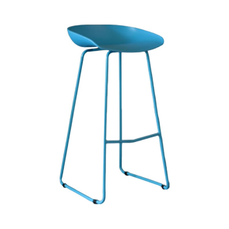 Modern Armless Backrest Counter Stool Iron Milk Tea Shop Bar Stool with Plastic Seat Blue 1 Piece Clearhalo 'Bar Furniture' 'Bar Stools' 'bar_stools' 'furn' 'furn_bar_stools' 'furniture_bar_stools' 'Kitchen & Dining Furniture' 'kitchen&dining_furn' 'kitchen' 'kitchen_furn' Furniture' 4463099