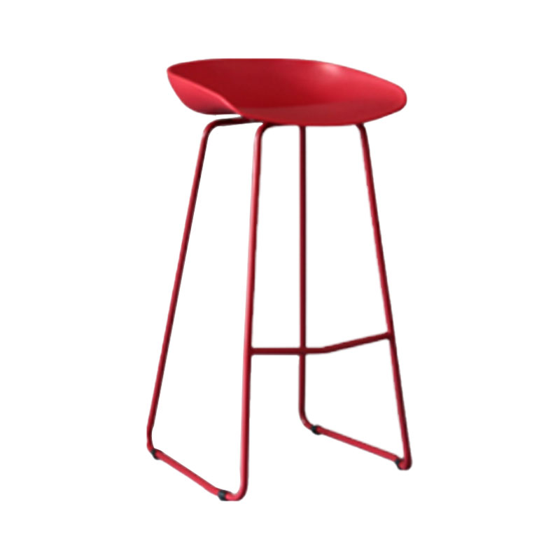 Modern Armless Backrest Counter Stool Iron Milk Tea Shop Bar Stool with Plastic Seat Red 1 Piece Clearhalo 'Bar Furniture' 'Bar Stools' 'bar_stools' 'furn' 'furn_bar_stools' 'furniture_bar_stools' 'Kitchen & Dining Furniture' 'kitchen&dining_furn' 'kitchen' 'kitchen_furn' Furniture' 4463103