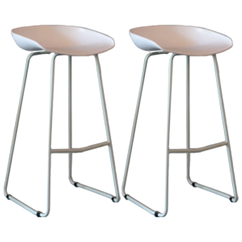 Modern Armless Backrest Counter Stool Iron Milk Tea Shop Bar Stool with Plastic Seat White 2 Piece Set Clearhalo 'Bar Furniture' 'Bar Stools' 'bar_stools' 'furn' 'furn_bar_stools' 'furniture_bar_stools' 'Kitchen & Dining Furniture' 'kitchen&dining_furn' 'kitchen' 'kitchen_furn' Furniture' 4463107