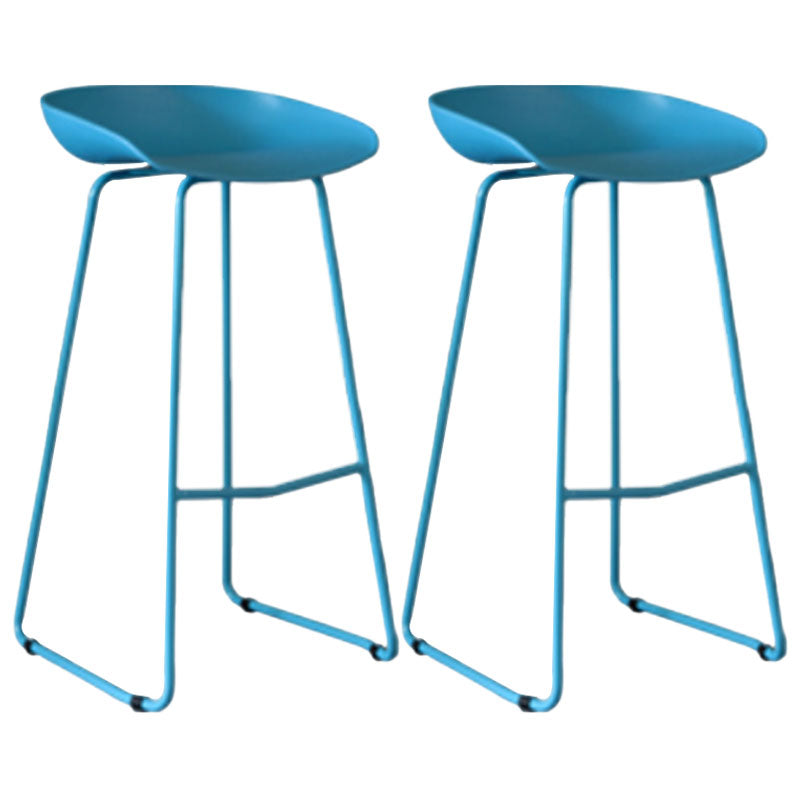 Modern Armless Backrest Counter Stool Iron Milk Tea Shop Bar Stool with Plastic Seat Blue 2 Piece Set Clearhalo 'Bar Furniture' 'Bar Stools' 'bar_stools' 'furn' 'furn_bar_stools' 'furniture_bar_stools' 'Kitchen & Dining Furniture' 'kitchen&dining_furn' 'kitchen' 'kitchen_furn' Furniture' 4463111