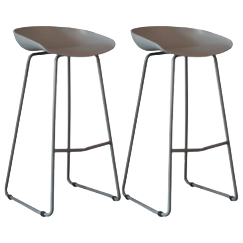 Modern Armless Backrest Counter Stool Iron Milk Tea Shop Bar Stool with Plastic Seat Gray 2 Piece Set Clearhalo 'Bar Furniture' 'Bar Stools' 'bar_stools' 'furn' 'furn_bar_stools' 'furniture_bar_stools' 'Kitchen & Dining Furniture' 'kitchen&dining_furn' 'kitchen' 'kitchen_furn' Furniture' 4463112