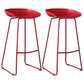 Modern Armless Backrest Counter Stool Iron Milk Tea Shop Bar Stool with Plastic Seat Red 2 Piece Set Clearhalo 'Bar Furniture' 'Bar Stools' 'bar_stools' 'furn' 'furn_bar_stools' 'furniture_bar_stools' 'Kitchen & Dining Furniture' 'kitchen&dining_furn' 'kitchen' 'kitchen_furn' Furniture' 4463113