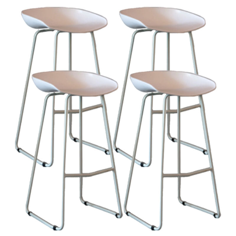 Modern Armless Backrest Counter Stool Iron Milk Tea Shop Bar Stool with Plastic Seat White 4 Piece Set Clearhalo 'Bar Furniture' 'Bar Stools' 'bar_stools' 'furn' 'furn_bar_stools' 'furniture_bar_stools' 'Kitchen & Dining Furniture' 'kitchen&dining_furn' 'kitchen' 'kitchen_furn' Furniture' 4463115