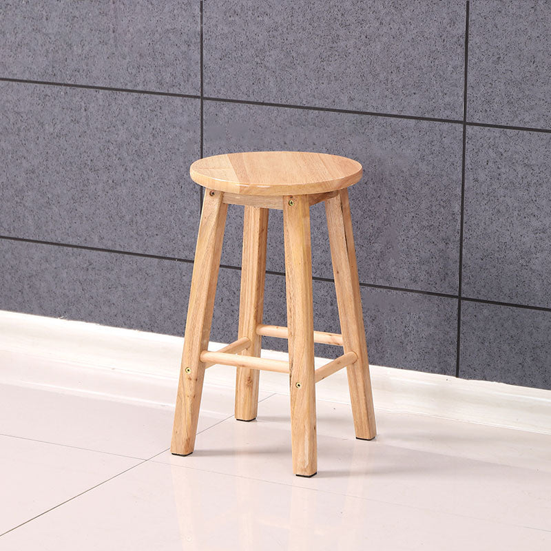 Modern Armless Backrest Counter Stool Wood Kitchen Bar Stool with Wooden Seat and Pedal Natural Short Stool(20"H) Clearhalo 'Bar Furniture' 'Bar Stools' 'bar_stools' 'furn' 'furn_bar_stools' 'furniture_bar_stools' 'Kitchen & Dining Furniture' 'kitchen&dining_furn' 'kitchen' 'kitchen_furn' Furniture' 4463124