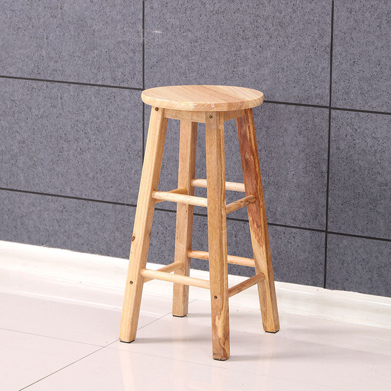 Modern Armless Backrest Counter Stool Wood Kitchen Bar Stool with Wooden Seat and Pedal Natural Counter Stool (23.5"H) Clearhalo 'Bar Furniture' 'Bar Stools' 'bar_stools' 'furn' 'furn_bar_stools' 'furniture_bar_stools' 'Kitchen & Dining Furniture' 'kitchen&dining_furn' 'kitchen' 'kitchen_furn' Furniture' 4463125