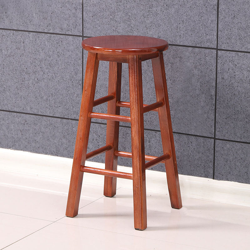 Modern Armless Backrest Counter Stool Wood Kitchen Bar Stool with Wooden Seat and Pedal Walnut Clearhalo 'Bar Furniture' 'Bar Stools' 'bar_stools' 'furn' 'furn_bar_stools' 'furniture_bar_stools' 'Kitchen & Dining Furniture' 'kitchen&dining_furn' 'kitchen' 'kitchen_furn' Furniture' 4463131