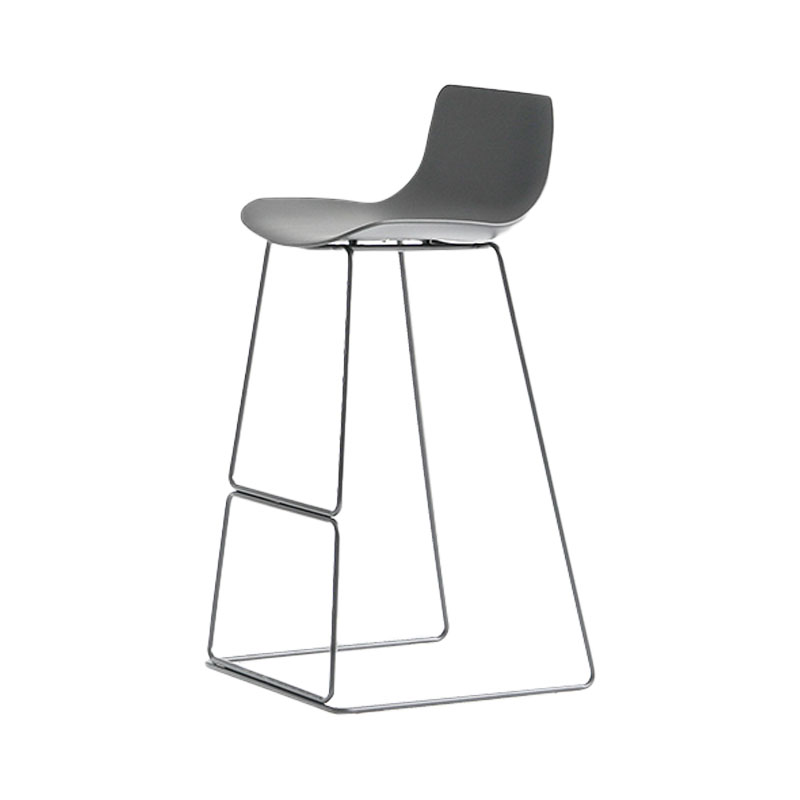Modern Armless Backrest Counter Stool Steel Kitchen Bar Stool with Plastic Seat and Pedal Gray 1 Piece Clearhalo 'Bar Furniture' 'Bar Stools' 'bar_stools' 'furn' 'furn_bar_stools' 'furniture_bar_stools' 'Kitchen & Dining Furniture' 'kitchen&dining_furn' 'kitchen' 'kitchen_furn' Furniture' 4463185