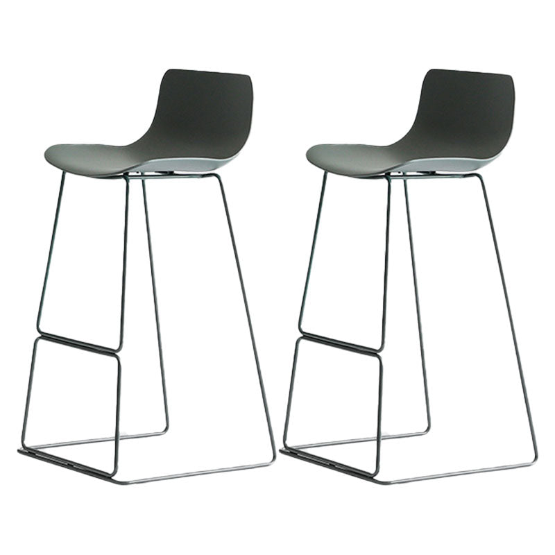 Modern Armless Backrest Counter Stool Steel Kitchen Bar Stool with Plastic Seat and Pedal Green 2 Piece Set Clearhalo 'Bar Furniture' 'Bar Stools' 'bar_stools' 'furn' 'furn_bar_stools' 'furniture_bar_stools' 'Kitchen & Dining Furniture' 'kitchen&dining_furn' 'kitchen' 'kitchen_furn' Furniture' 4463187