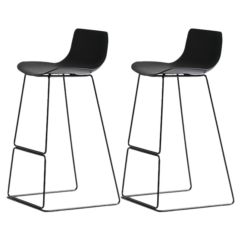 Modern Armless Backrest Counter Stool Steel Kitchen Bar Stool with Plastic Seat and Pedal Black 2 Piece Set Clearhalo 'Bar Furniture' 'Bar Stools' 'bar_stools' 'furn' 'furn_bar_stools' 'furniture_bar_stools' 'Kitchen & Dining Furniture' 'kitchen&dining_furn' 'kitchen' 'kitchen_furn' Furniture' 4463189