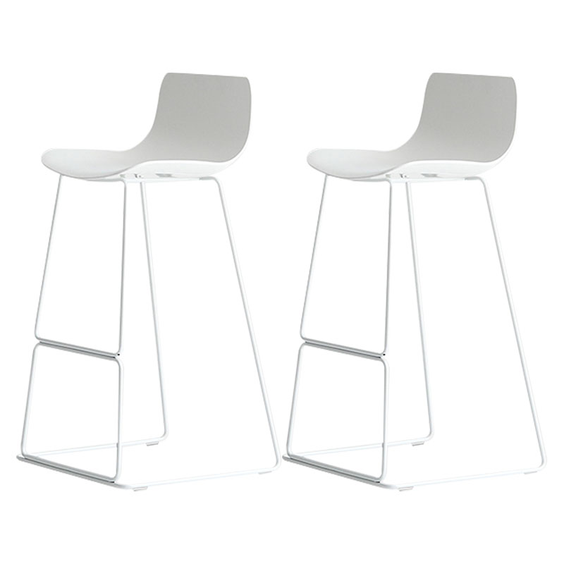 Modern Armless Backrest Counter Stool Steel Kitchen Bar Stool with Plastic Seat and Pedal White 2 Piece Set Clearhalo 'Bar Furniture' 'Bar Stools' 'bar_stools' 'furn' 'furn_bar_stools' 'furniture_bar_stools' 'Kitchen & Dining Furniture' 'kitchen&dining_furn' 'kitchen' 'kitchen_furn' Furniture' 4463191