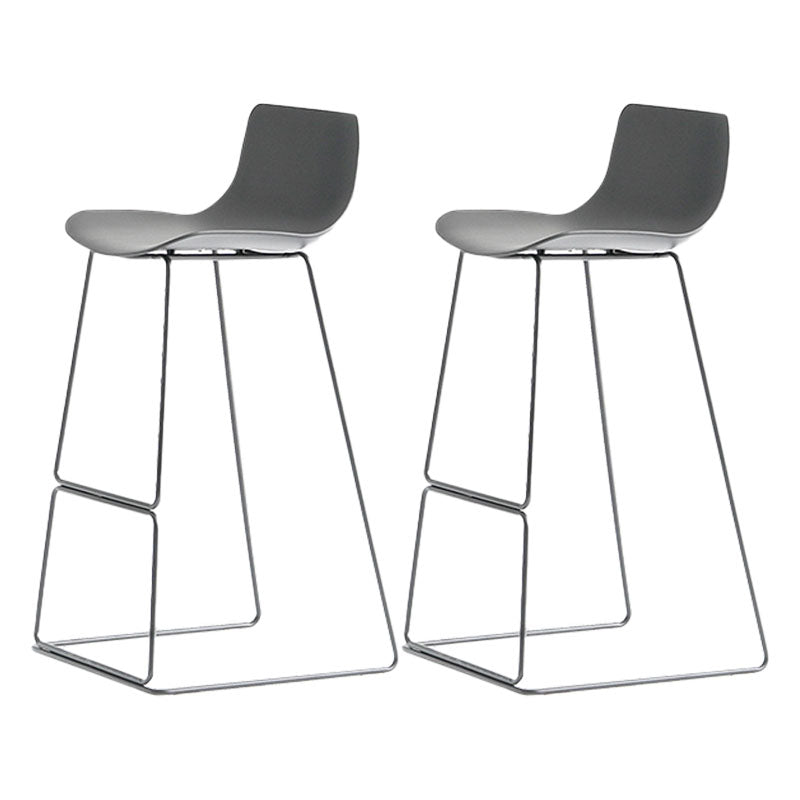 Modern Armless Backrest Counter Stool Steel Kitchen Bar Stool with Plastic Seat and Pedal Gray 2 Piece Set Clearhalo 'Bar Furniture' 'Bar Stools' 'bar_stools' 'furn' 'furn_bar_stools' 'furniture_bar_stools' 'Kitchen & Dining Furniture' 'kitchen&dining_furn' 'kitchen' 'kitchen_furn' Furniture' 4463194