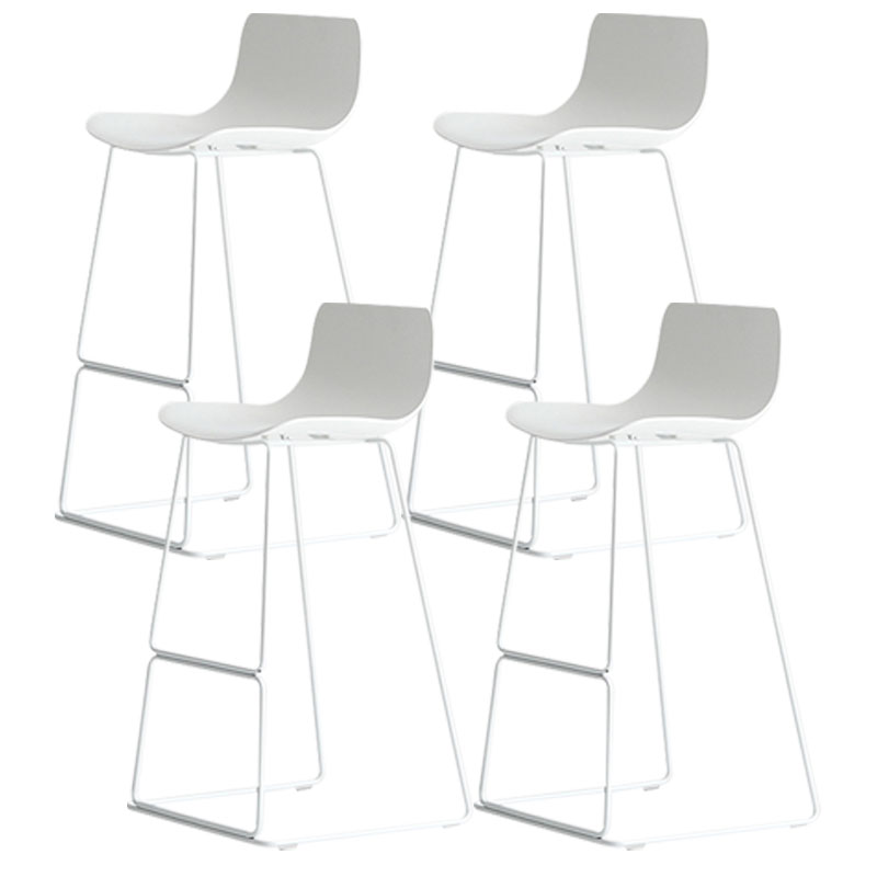 Modern Armless Backrest Counter Stool Steel Kitchen Bar Stool with Plastic Seat and Pedal White 4 Piece Set Clearhalo 'Bar Furniture' 'Bar Stools' 'bar_stools' 'furn' 'furn_bar_stools' 'furniture_bar_stools' 'Kitchen & Dining Furniture' 'kitchen&dining_furn' 'kitchen' 'kitchen_furn' Furniture' 4463197