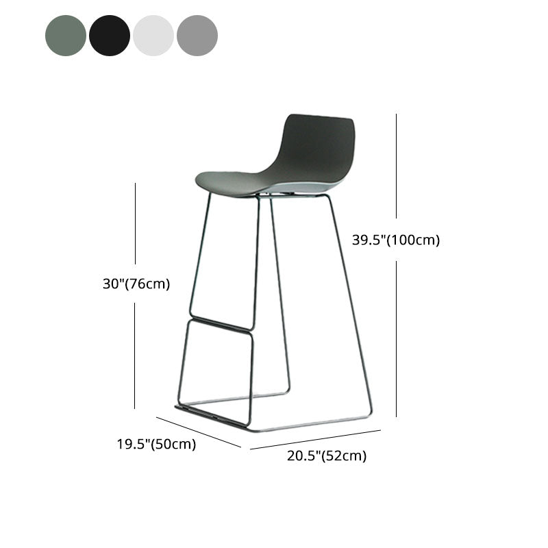 Modern Armless Backrest Counter Stool Steel Kitchen Bar Stool with Plastic Seat and Pedal Clearhalo 'Bar Furniture' 'Bar Stools' 'bar_stools' 'furn' 'furn_bar_stools' 'furniture_bar_stools' 'Kitchen & Dining Furniture' 'kitchen&dining_furn' 'kitchen' 'kitchen_furn' Furniture' 4463201