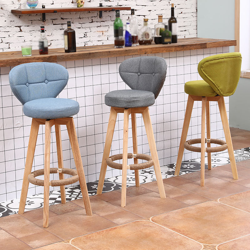 Modern Backrest Rotatable Counter Stool Wood Kitchen Bar Stool with Cushion and Pedal Clearhalo 'Bar Furniture' 'Bar Stools' 'bar_stools' 'furn' 'furn_bar_stools' 'furniture_bar_stools' 'Kitchen & Dining Furniture' 'kitchen&dining_furn' 'kitchen' 'kitchen_furn' Furniture' 4463204