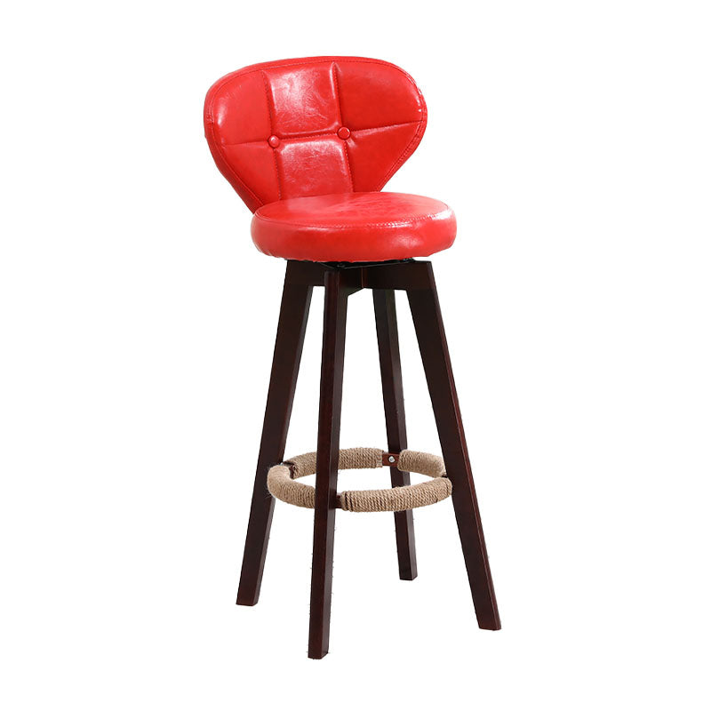 Modern Backrest Rotatable Counter Stool Wood Kitchen Bar Stool with Cushion and Pedal Red Brown 1 Piece Clearhalo 'Bar Furniture' 'Bar Stools' 'bar_stools' 'furn' 'furn_bar_stools' 'furniture_bar_stools' 'Kitchen & Dining Furniture' 'kitchen&dining_furn' 'kitchen' 'kitchen_furn' Furniture' 4463205