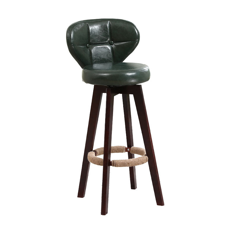Modern Backrest Rotatable Counter Stool Wood Kitchen Bar Stool with Cushion and Pedal Blackish Green Brown 1 Piece Clearhalo 'Bar Furniture' 'Bar Stools' 'bar_stools' 'furn' 'furn_bar_stools' 'furniture_bar_stools' 'Kitchen & Dining Furniture' 'kitchen&dining_furn' 'kitchen' 'kitchen_furn' Furniture' 4463209