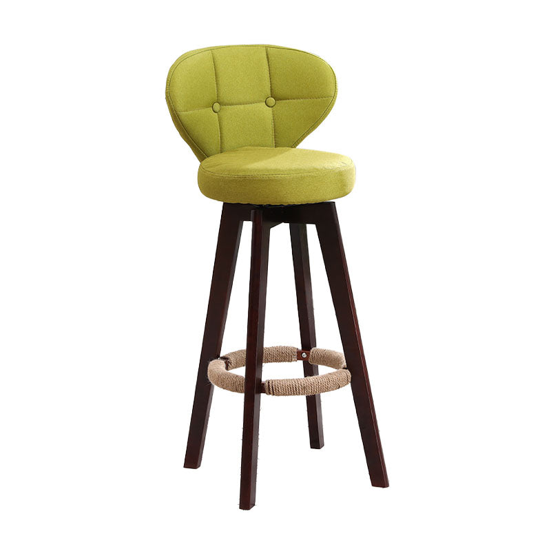 Modern Backrest Rotatable Counter Stool Wood Kitchen Bar Stool with Cushion and Pedal Light Green Brown 1 Piece Clearhalo 'Bar Furniture' 'Bar Stools' 'bar_stools' 'furn' 'furn_bar_stools' 'furniture_bar_stools' 'Kitchen & Dining Furniture' 'kitchen&dining_furn' 'kitchen' 'kitchen_furn' Furniture' 4463210