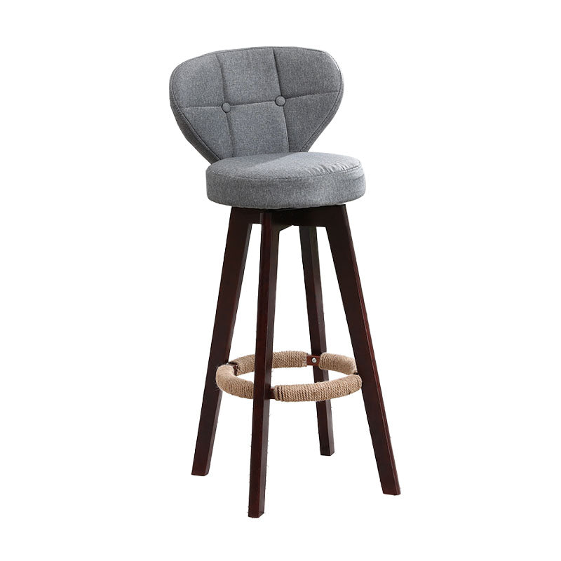 Modern Backrest Rotatable Counter Stool Wood Kitchen Bar Stool with Cushion and Pedal Grey Brown 1 Piece Clearhalo 'Bar Furniture' 'Bar Stools' 'bar_stools' 'furn' 'furn_bar_stools' 'furniture_bar_stools' 'Kitchen & Dining Furniture' 'kitchen&dining_furn' 'kitchen' 'kitchen_furn' Furniture' 4463217